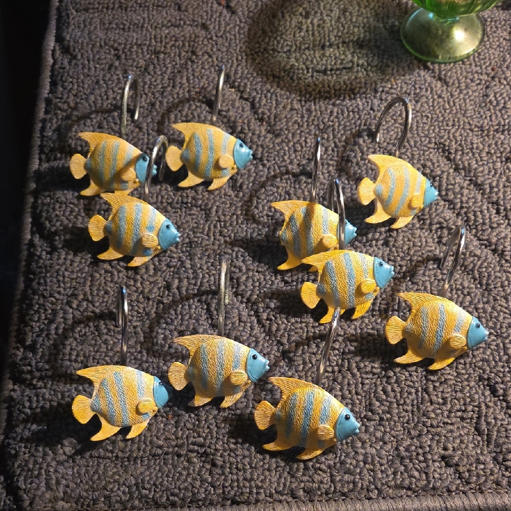Yellow and Blue Fish Shower Curtain Hooks